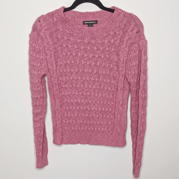 SOMETHING NAVY • Pink Crewneck Cable Knit Sweater Sz XS - Picture 2 of 7